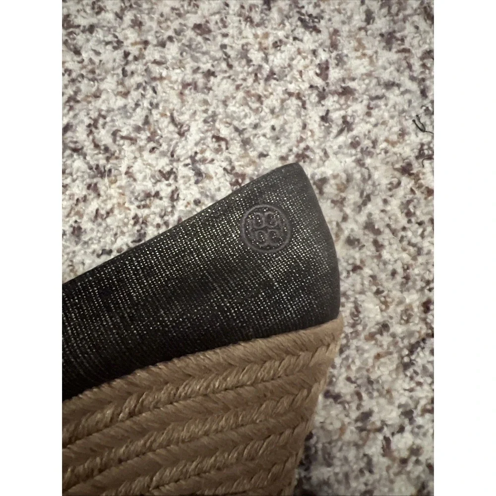 Tory Burch Filipe Espadrille Wedge Sandals Metallic‎ Gray Size 9B 3
